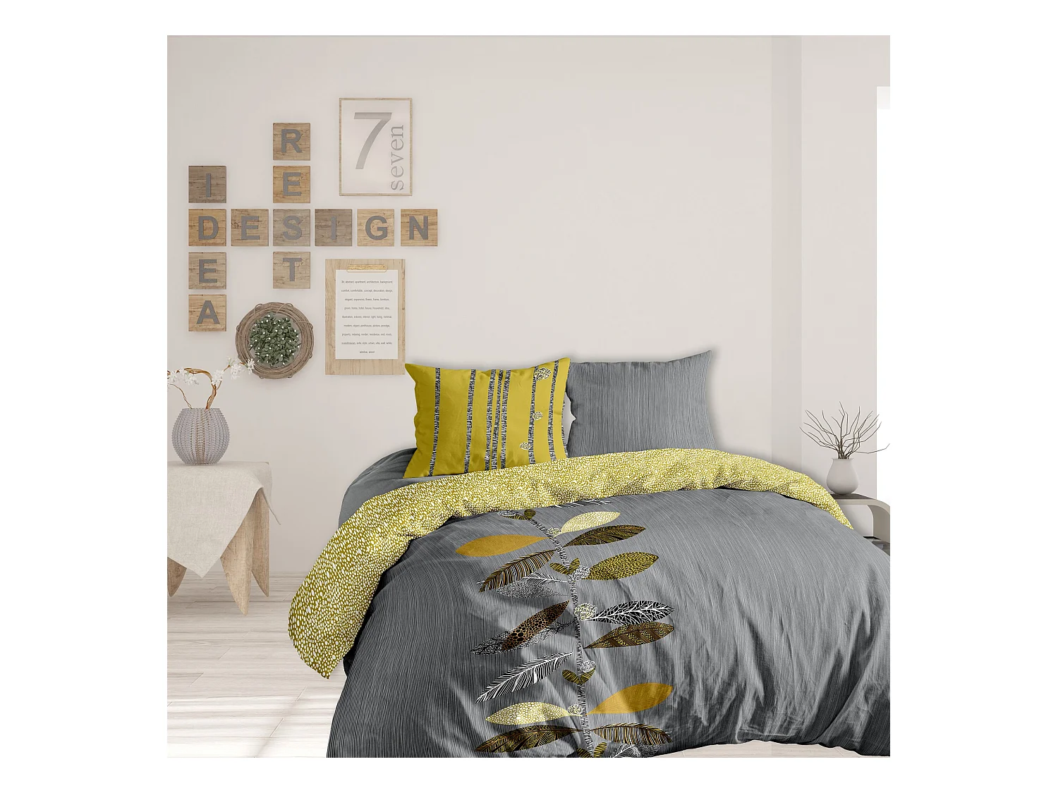 Housse de couette 220x240 cm + 2x taies d'oreiller 63x63 cm Coton Gabela