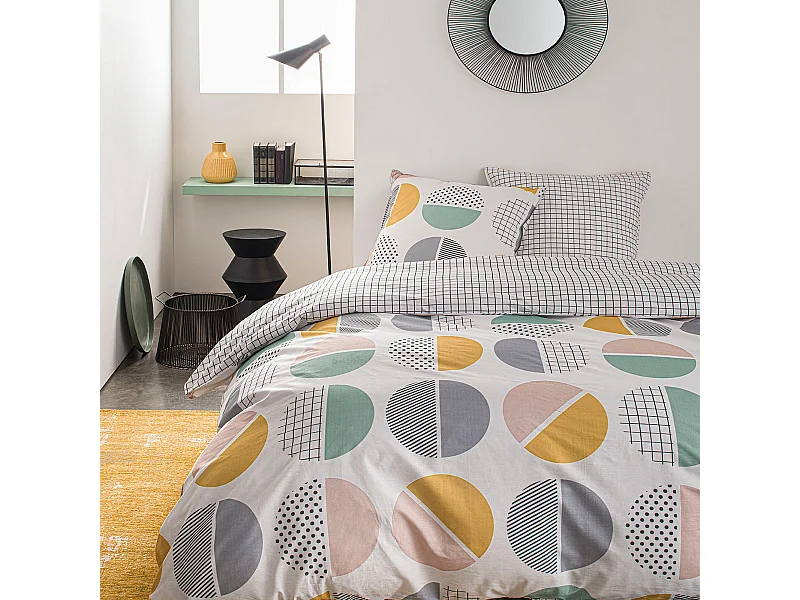 Parure de couette Réversible Today 100% Coton 57 fils 5.45 : Taille - 240 x 260 cm
