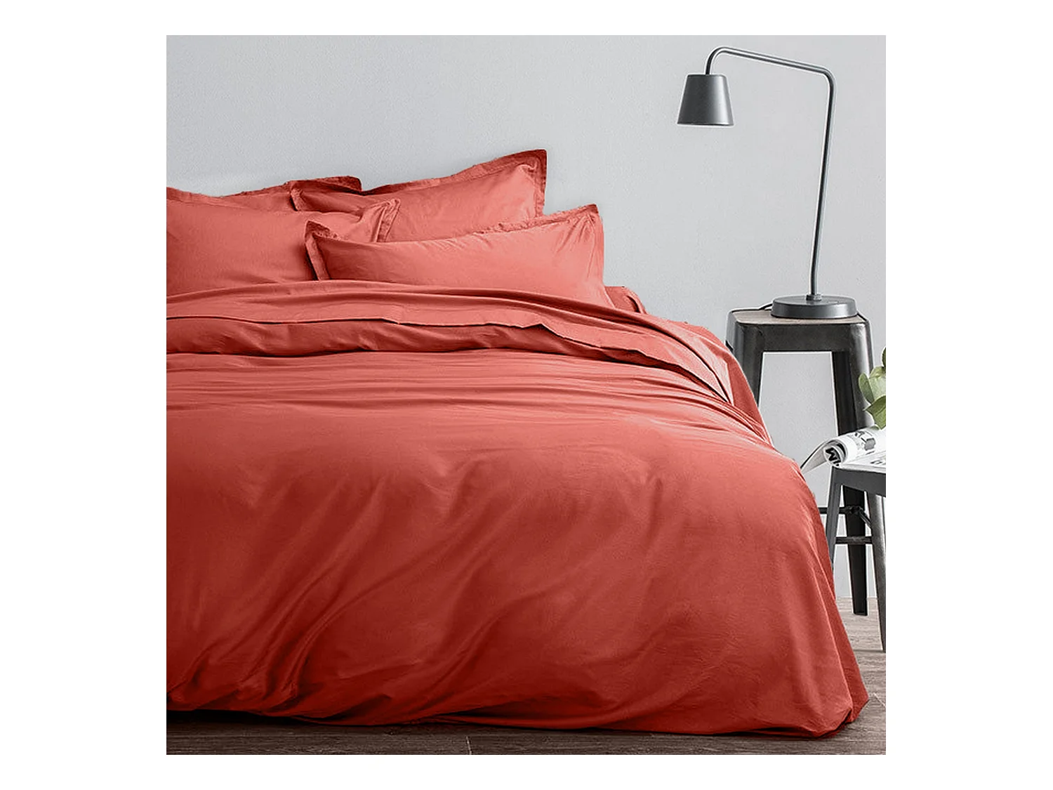Housse de couette 220x240 + 2 taies d'oreiller 63x63 cm Satin de Coton Sienne