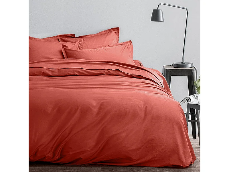 Housse de couette 220x240 + 2 taies d'oreiller 63x63 cm Satin de Coton Sienne