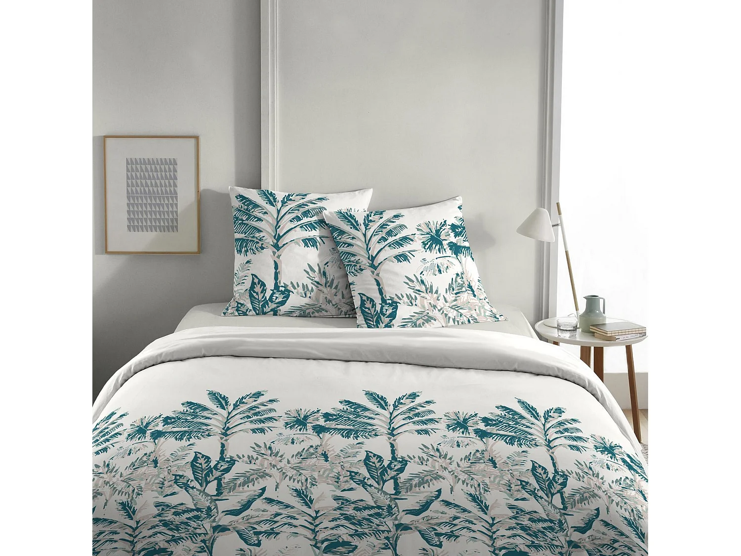 Housse de couette 220x240 + 2 taies d'oreiller 63x63 cm Coton Pampa Gris Perle