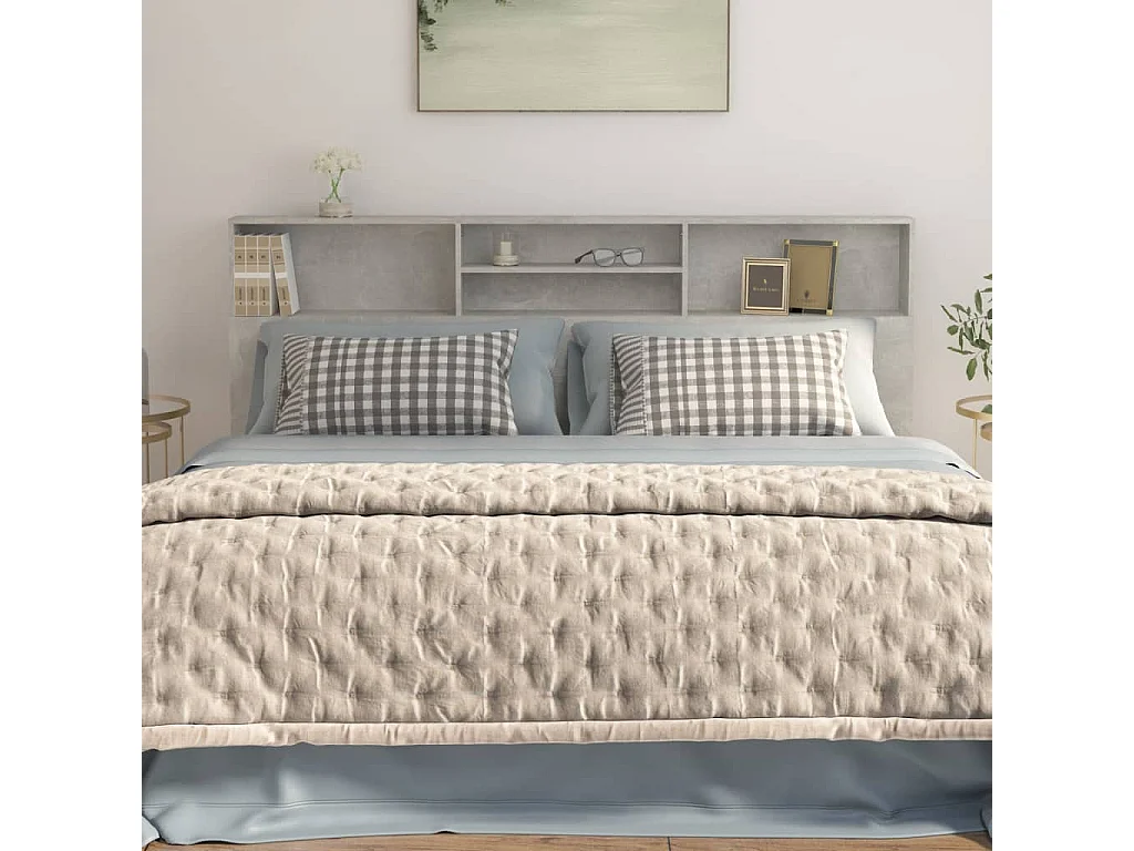 Armoire de tête de lit Gris béton 200x19x103,5 cm