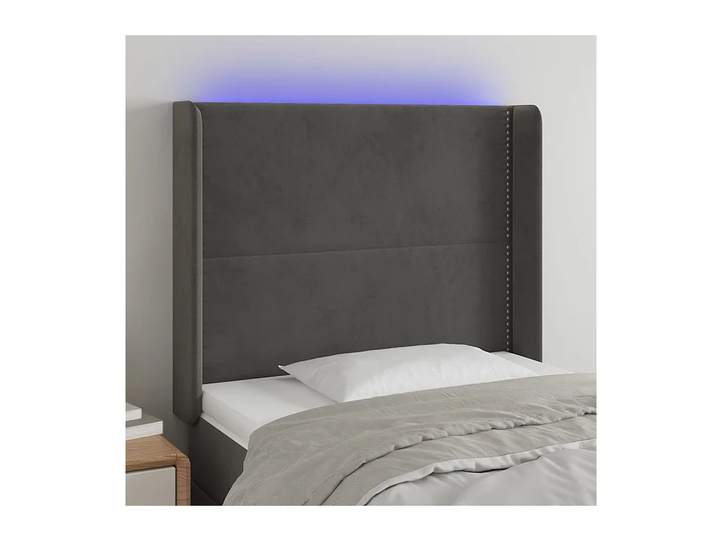 Tête de lit à LED Gris foncé 83x16x118/128 cm Velours