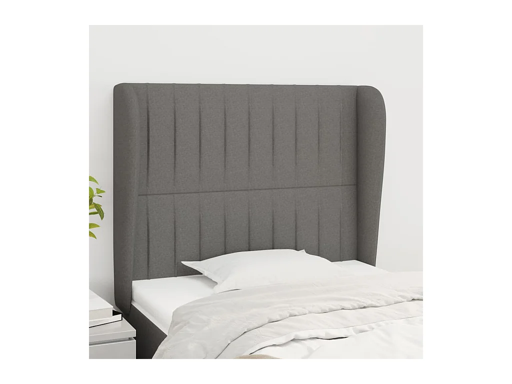 Tête de lit avec oreilles Gris foncé 83x23x118/128 cm Tissu
