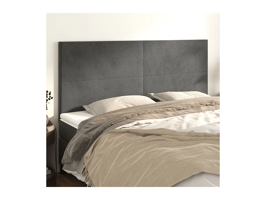 Tête de lit 4 pièces Gris foncé 100x5x78/88 cm Velours
