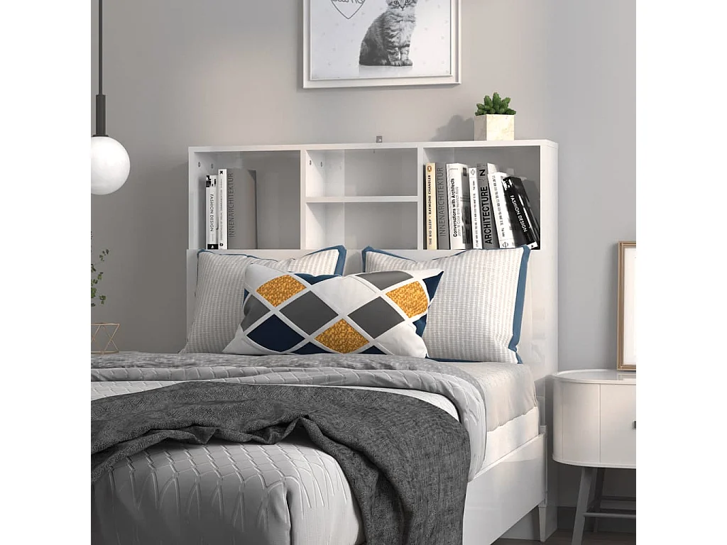 Mueble cabecero blanco brillante 100x19x103,5 cm