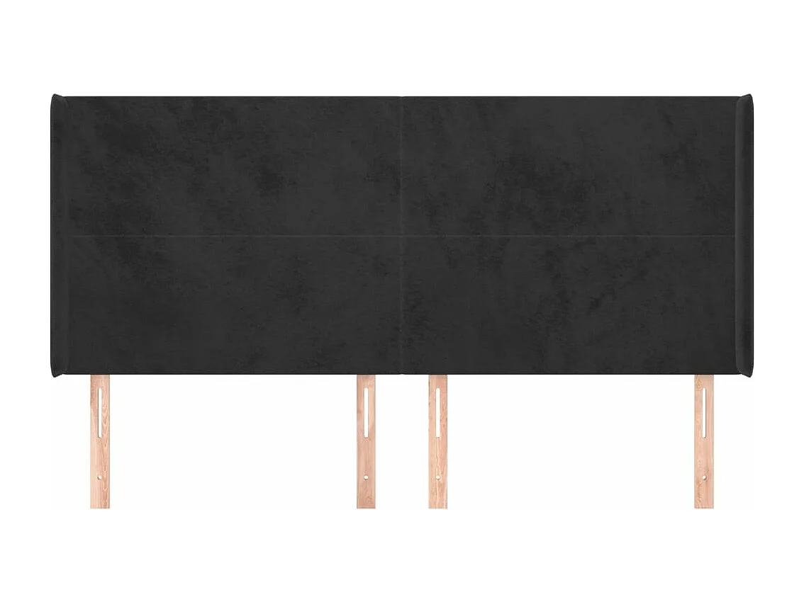 Tête de lit avec oreilles Noir 203x16x118/128 cm Velours