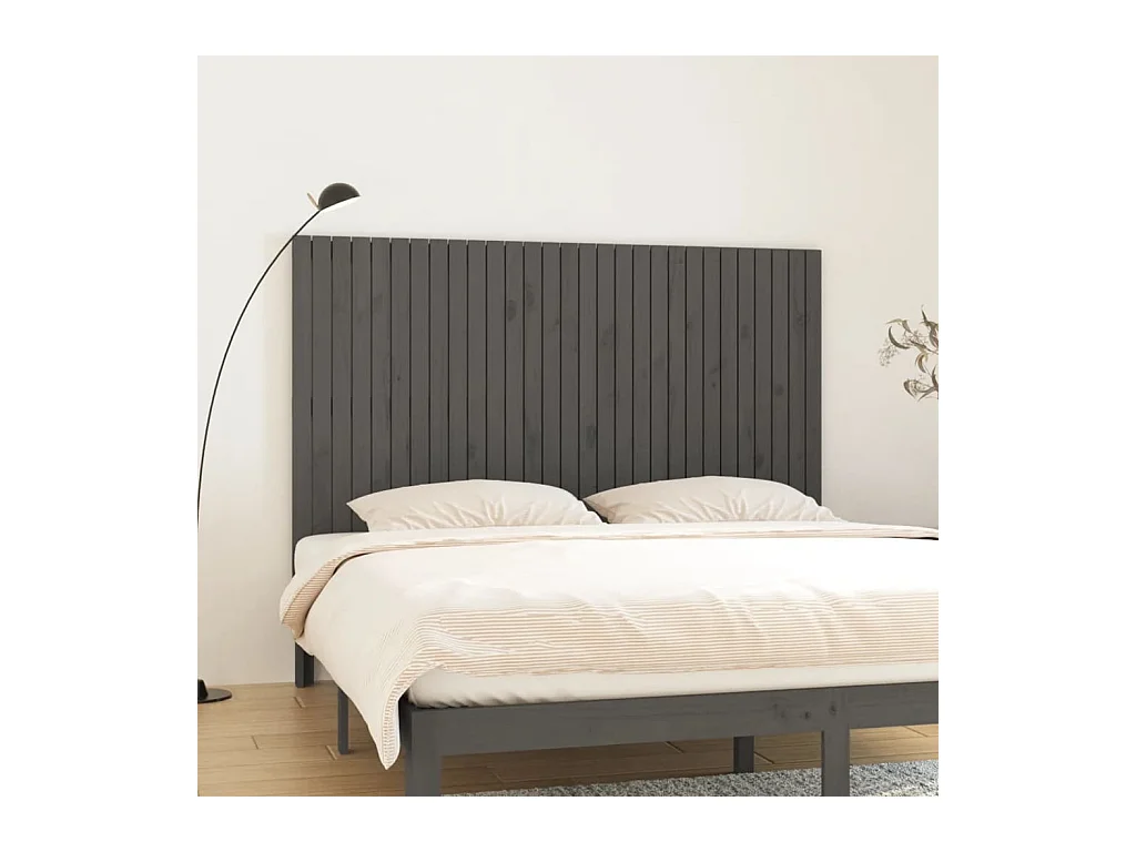 Tête de lit murale Gris 185x3x110 cm Bois massif de pin