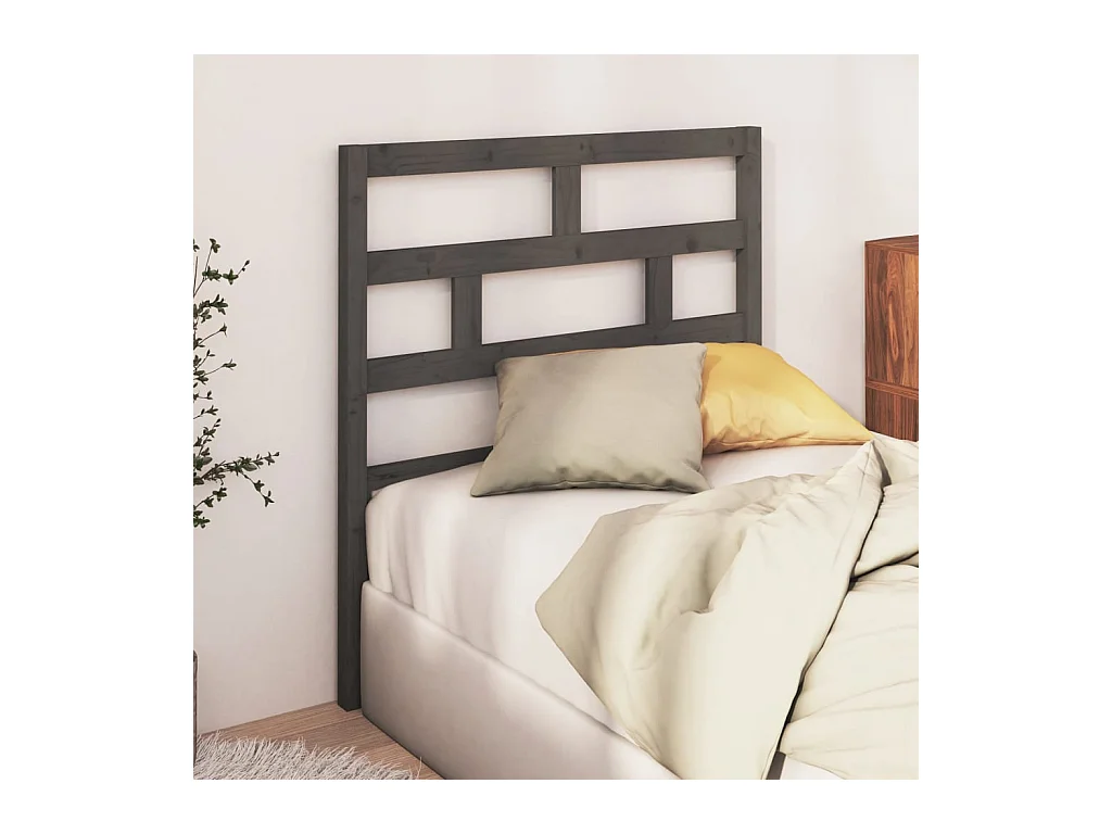 Tête de lit Gris 96x4x100 cm Bois massif de pin