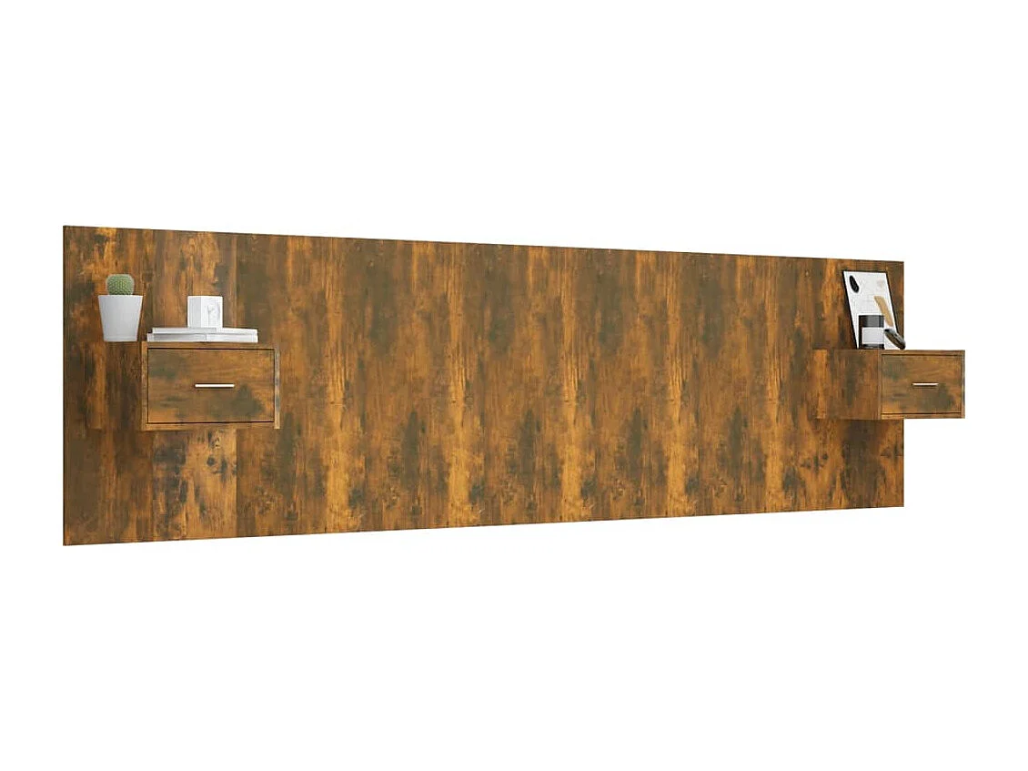 Cabeceira cama + armários madeira processada carvalho fumado