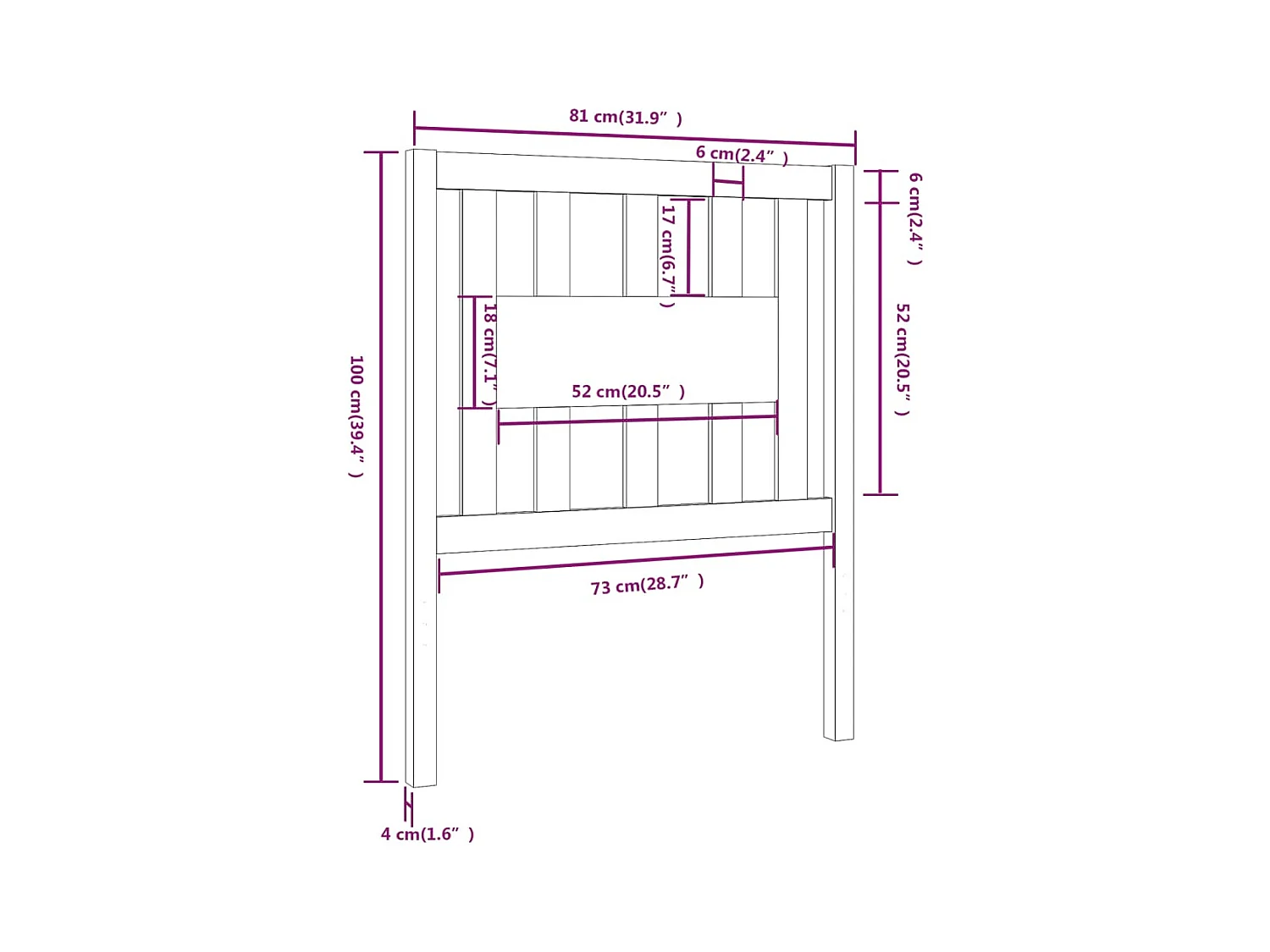 Tête de lit Noir 81x4x100 cm Bois massif de pin
