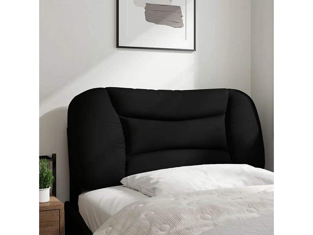 Tête de lit coussin noir 80 cm tissu