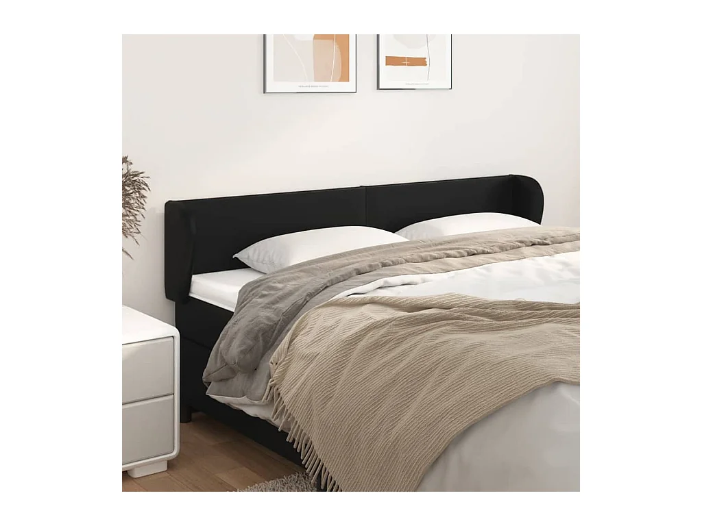 Tête de lit avec oreilles Noir 163x23x78/88 cm Similicuir