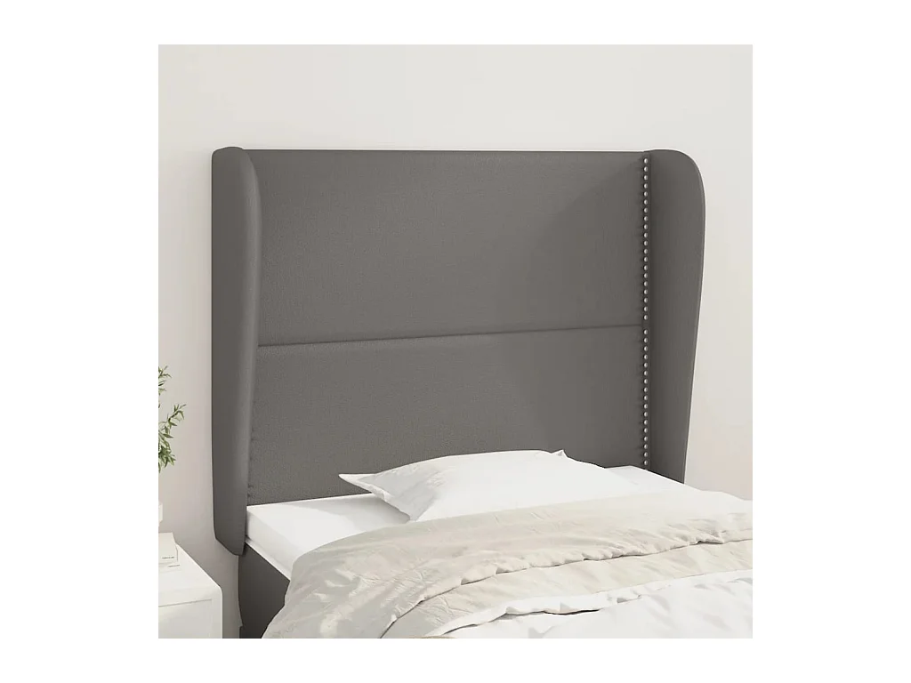Tête de lit avec oreilles Gris 93x23x118/128 cm Similicuir