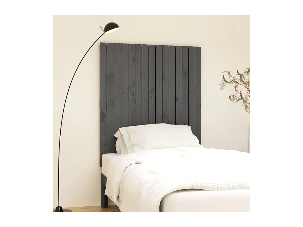 Tête de lit murale Gris 95,5x3x110 cm Bois massif de pin