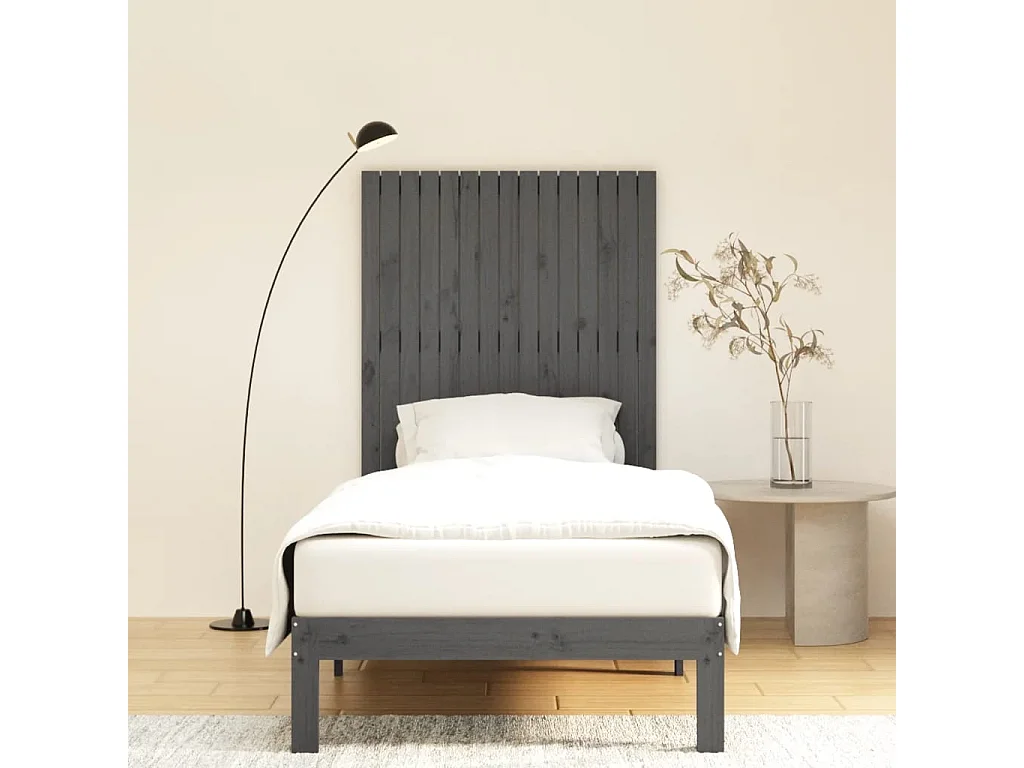 Tête de lit murale Gris 95,5x3x110 cm Bois massif de pin