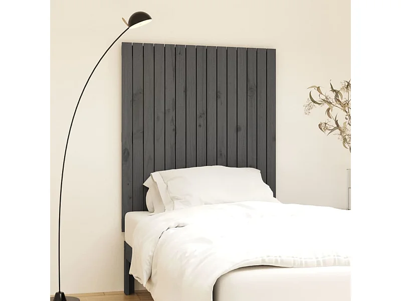 Tête de lit murale Gris 95,5x3x110 cm Bois massif de pin