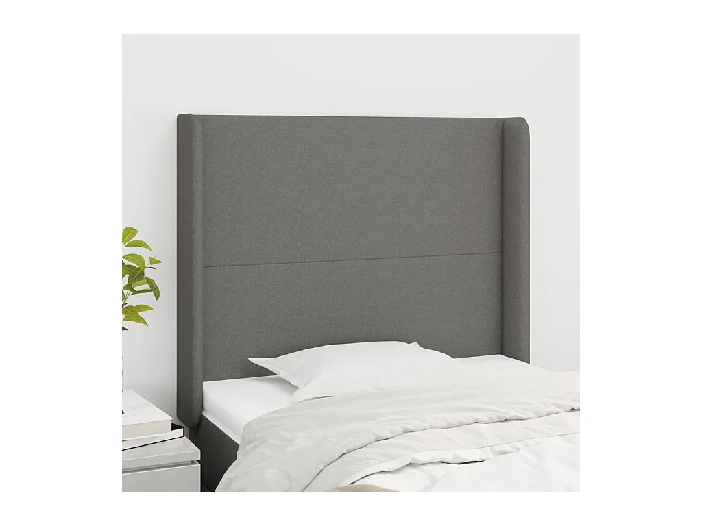 Tête de lit avec oreilles Gris foncé 93x16x118/128 cm Tissu