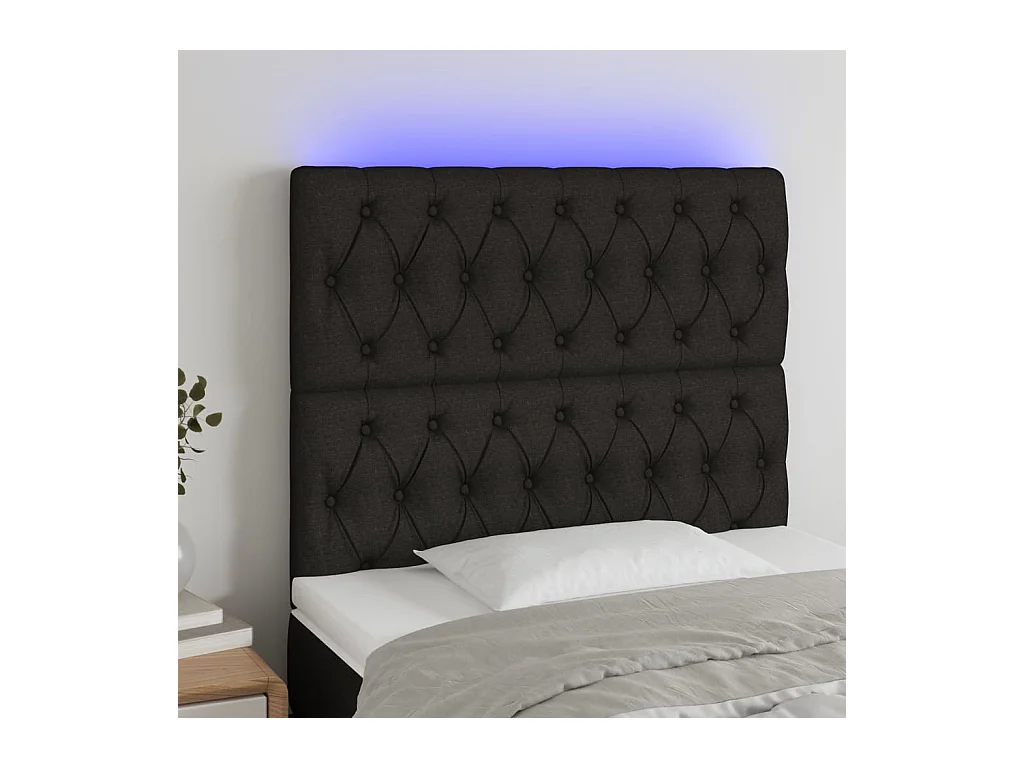 Hoofdbord LED 100x7x118/128 cm stof zwart