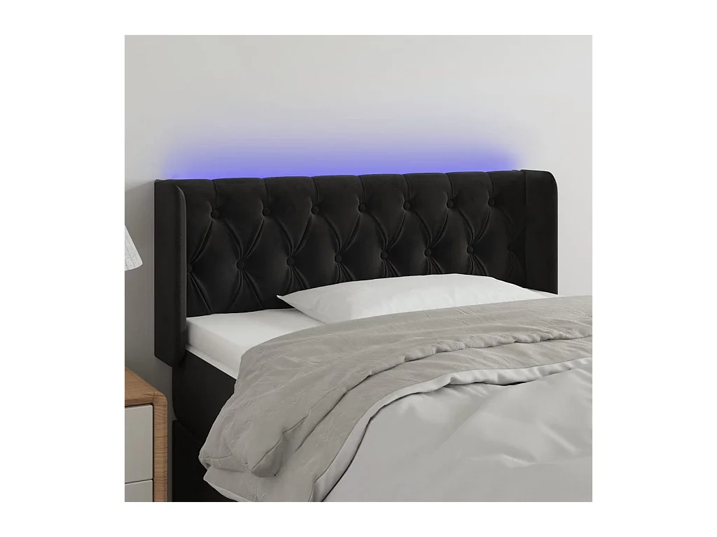 Tête de lit à LED Noir 93x16x78/88 cm Velours