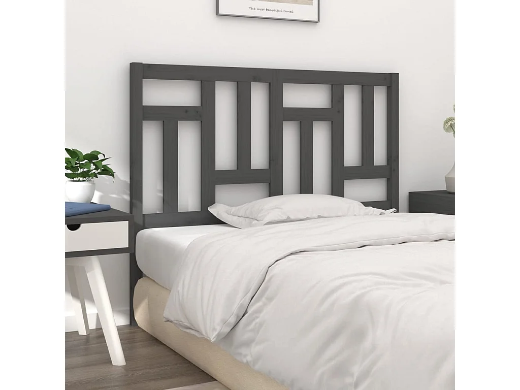 Tête de lit Gris 205,5x4x100 cm Bois massif de pin
