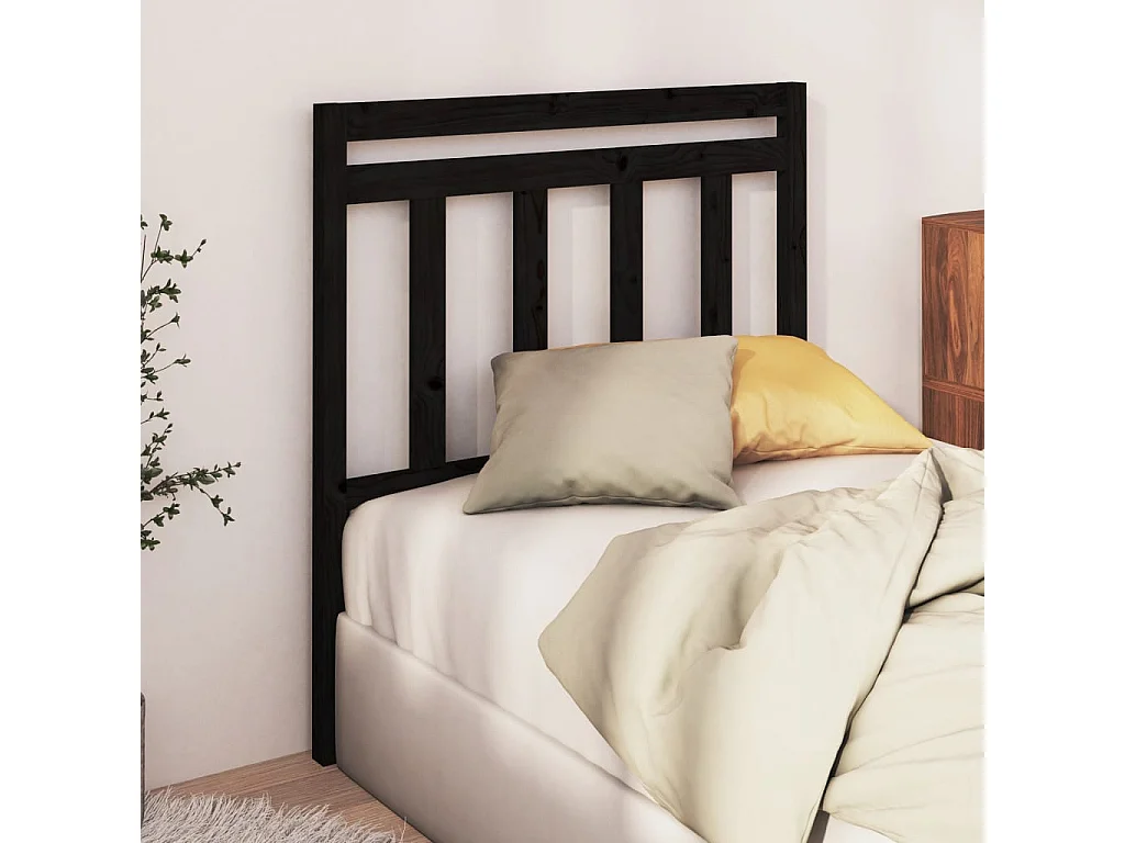 Tête de lit Noir 106x4x100 cm Bois massif de pin