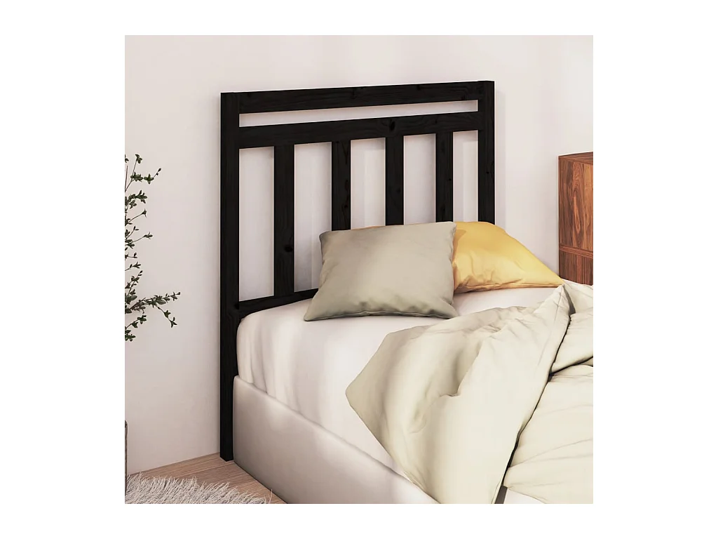 Tête de lit Noir 106x4x100 cm Bois massif de pin