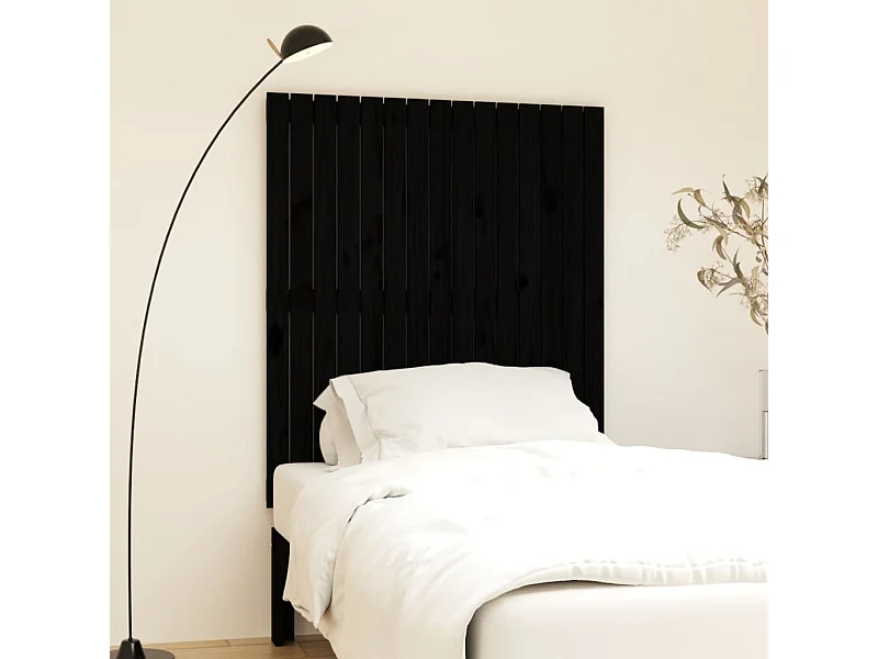 Tête de lit murale Noir 95,5x3x110 cm Bois massif de pin