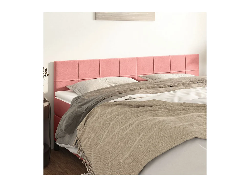 Tête de lit 2 pièces Rose 100x5x78/88 cm Velours