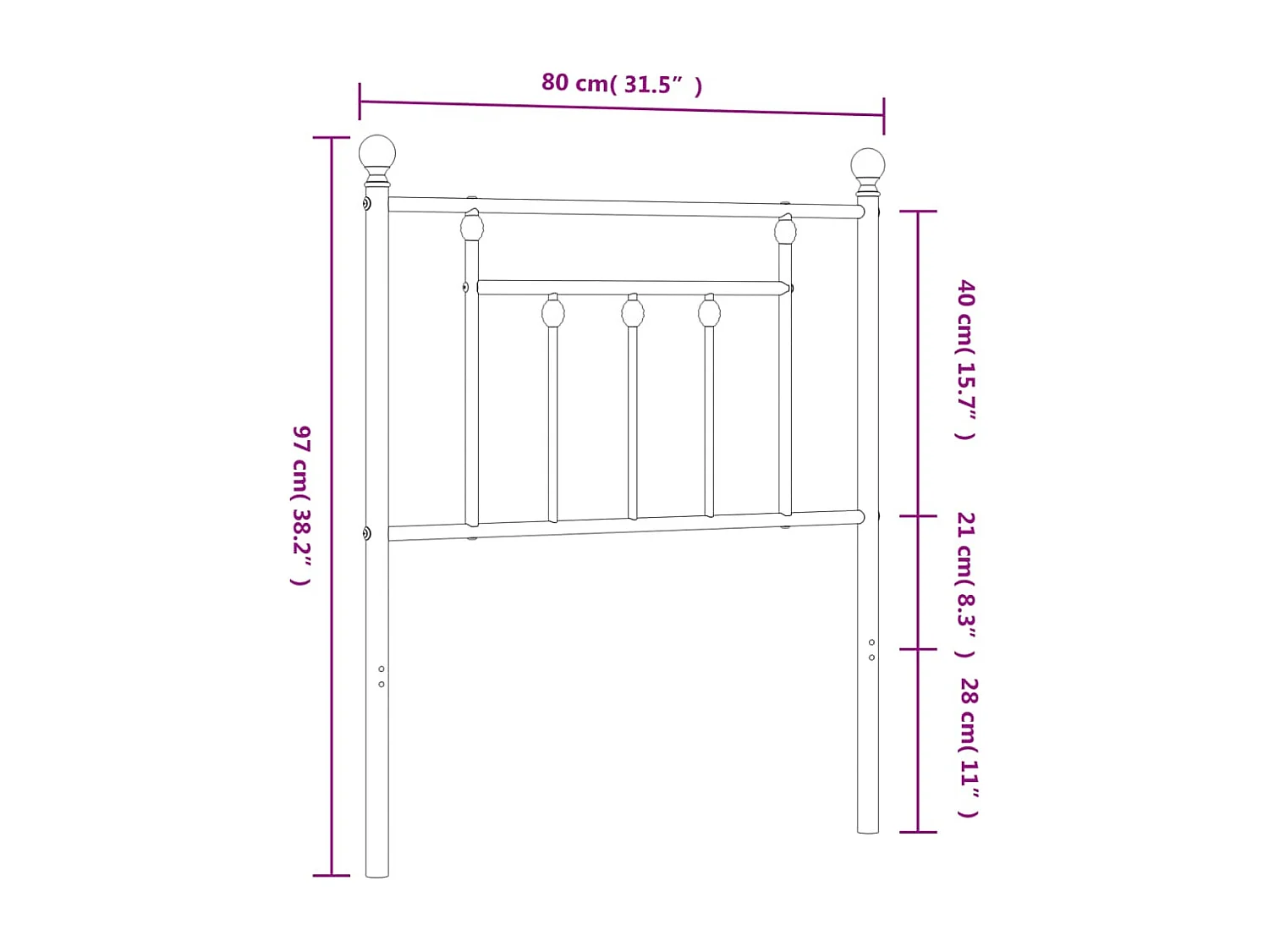 Cabecero de metal blanco 75 cm