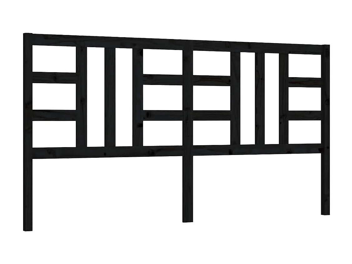 Tête de lit Noir 186x4x100 cm Bois massif de pin