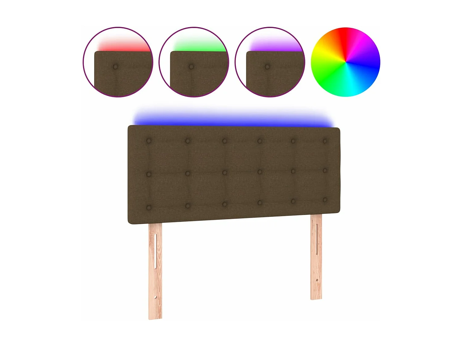 Hoofdbord LED 100x5x78/88 cm stof donkerbruin