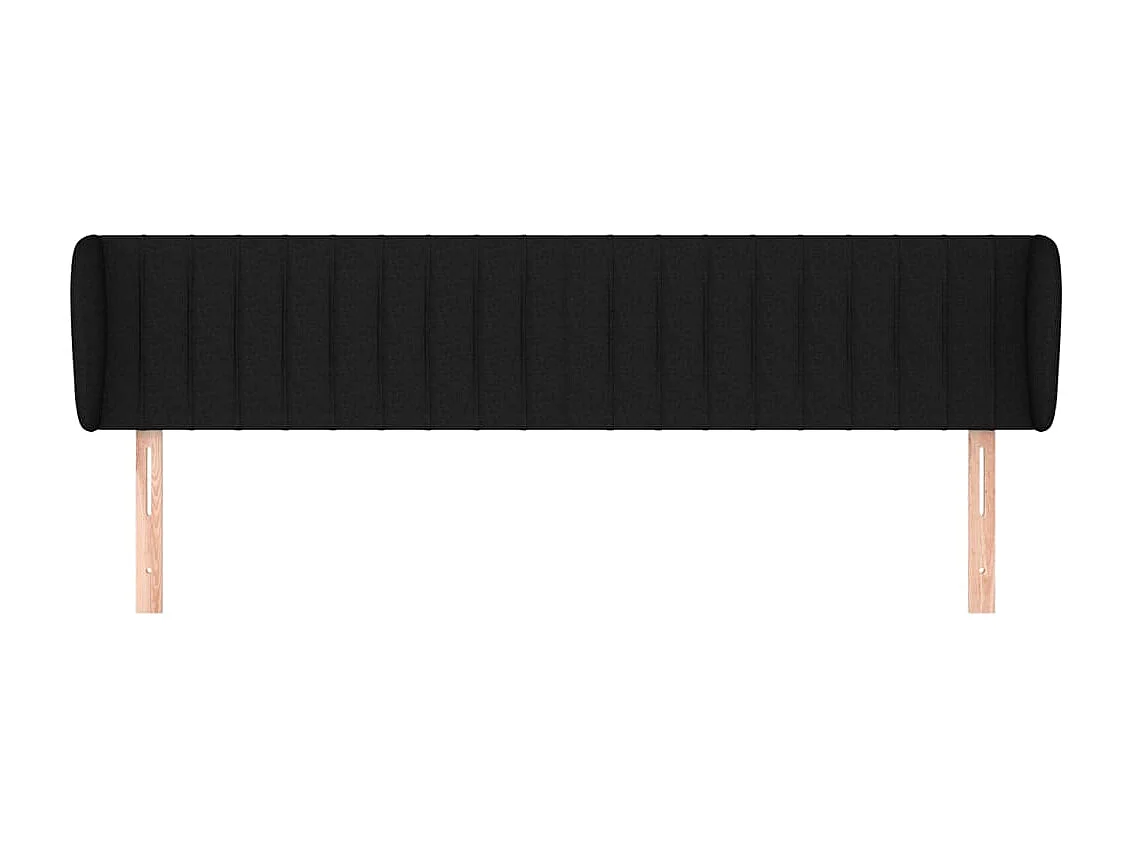 Tête de lit avec oreilles Noir 203x23x78/88 cm Tissu