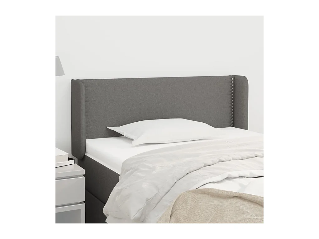 Tête de lit avec oreilles Gris foncé 103x16x78/88 cm Tissu