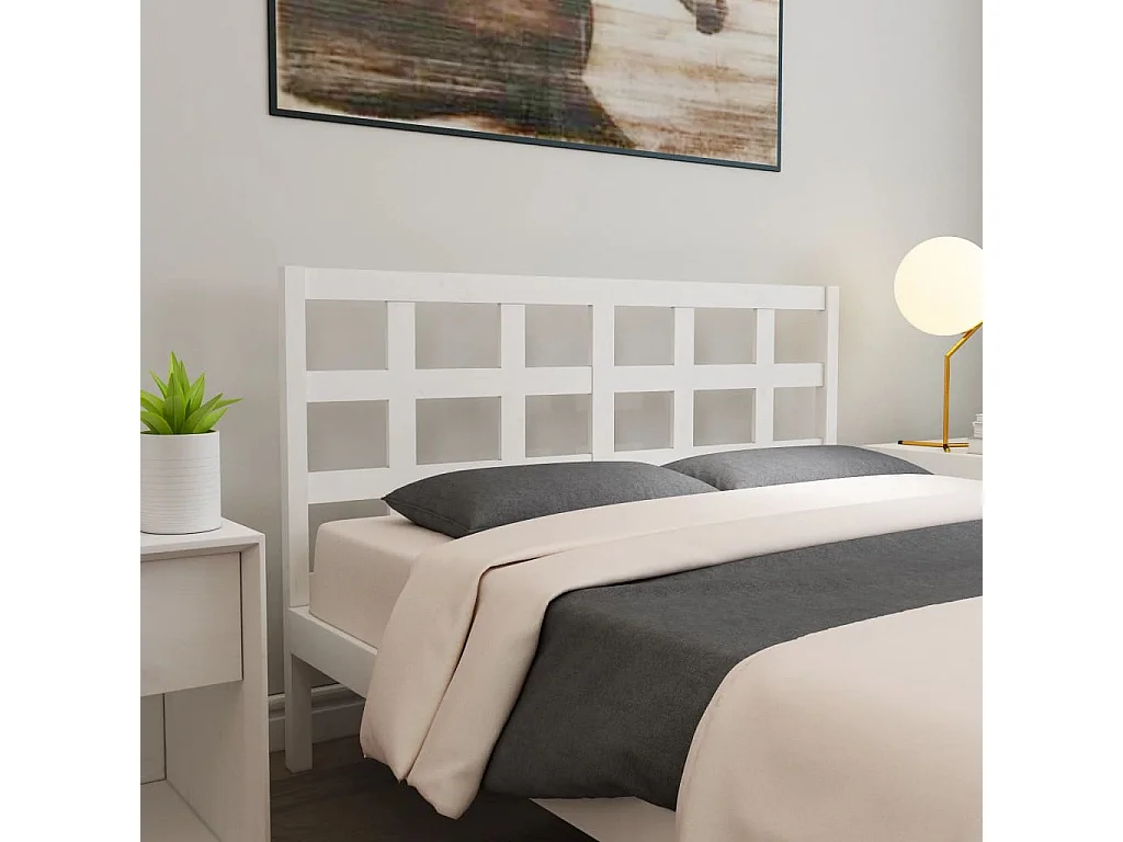 Cabecero de cama madera maciza de pino blanco 145,5x4x100 cm