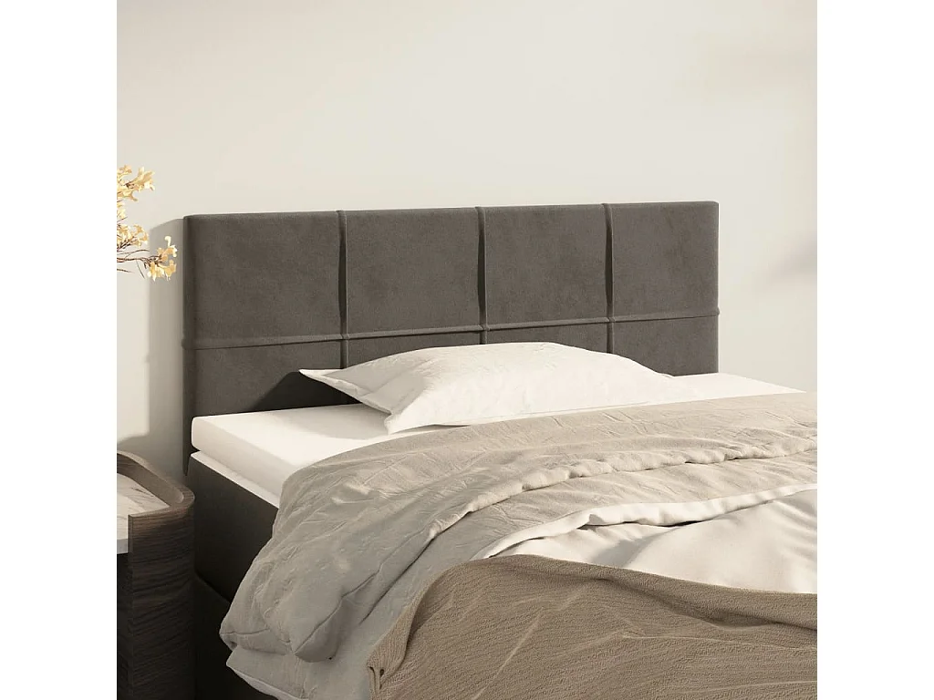 Cabeceira de cama veludo 100x5x78/88 cm cinzento-escuro