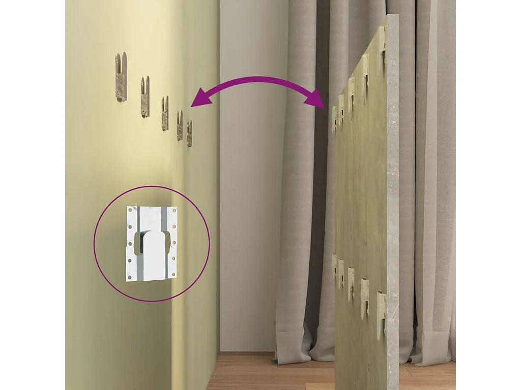 Tête de lit avec armoires Gris béton Bois d'ingénierie