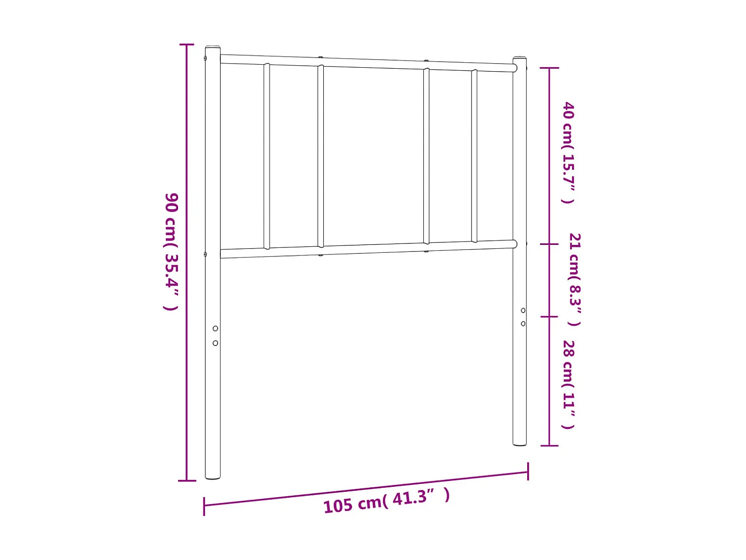 Tête de lit métal noir 100 cm
