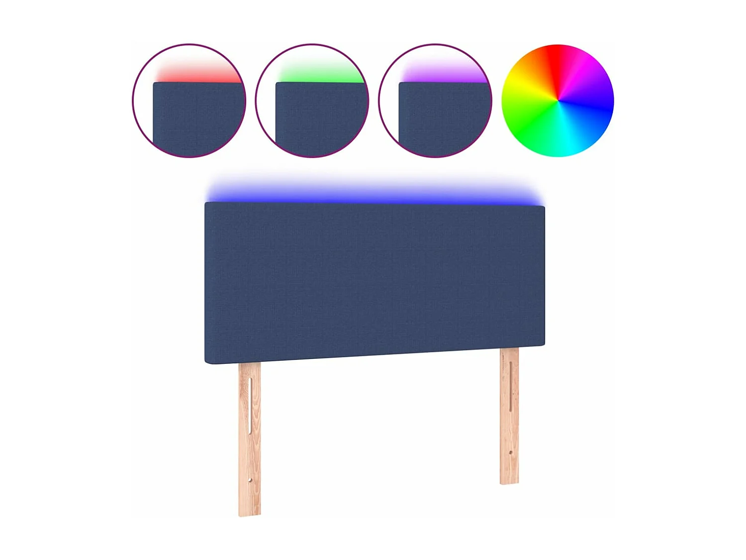 Cabecero con LED de tela azul 90x5x78/88 cm