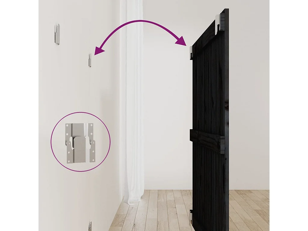 Cabecero de cama de pared madera maciza pino negro 95,5x3x90 cm