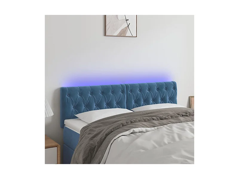 Cabecero con LED de terciopelo marrón oscuro 160x7x78/88 cm