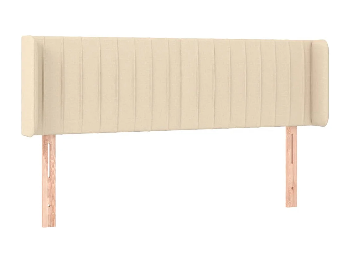 Hoofdbord met randen 147x16x78/88 cm stof crèmekleurig