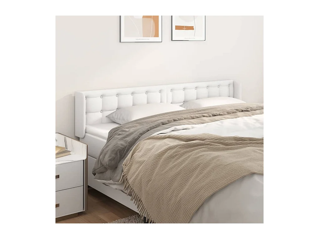 Tête de lit avec oreilles Blanc 163x16x78/88 cm Similicuir