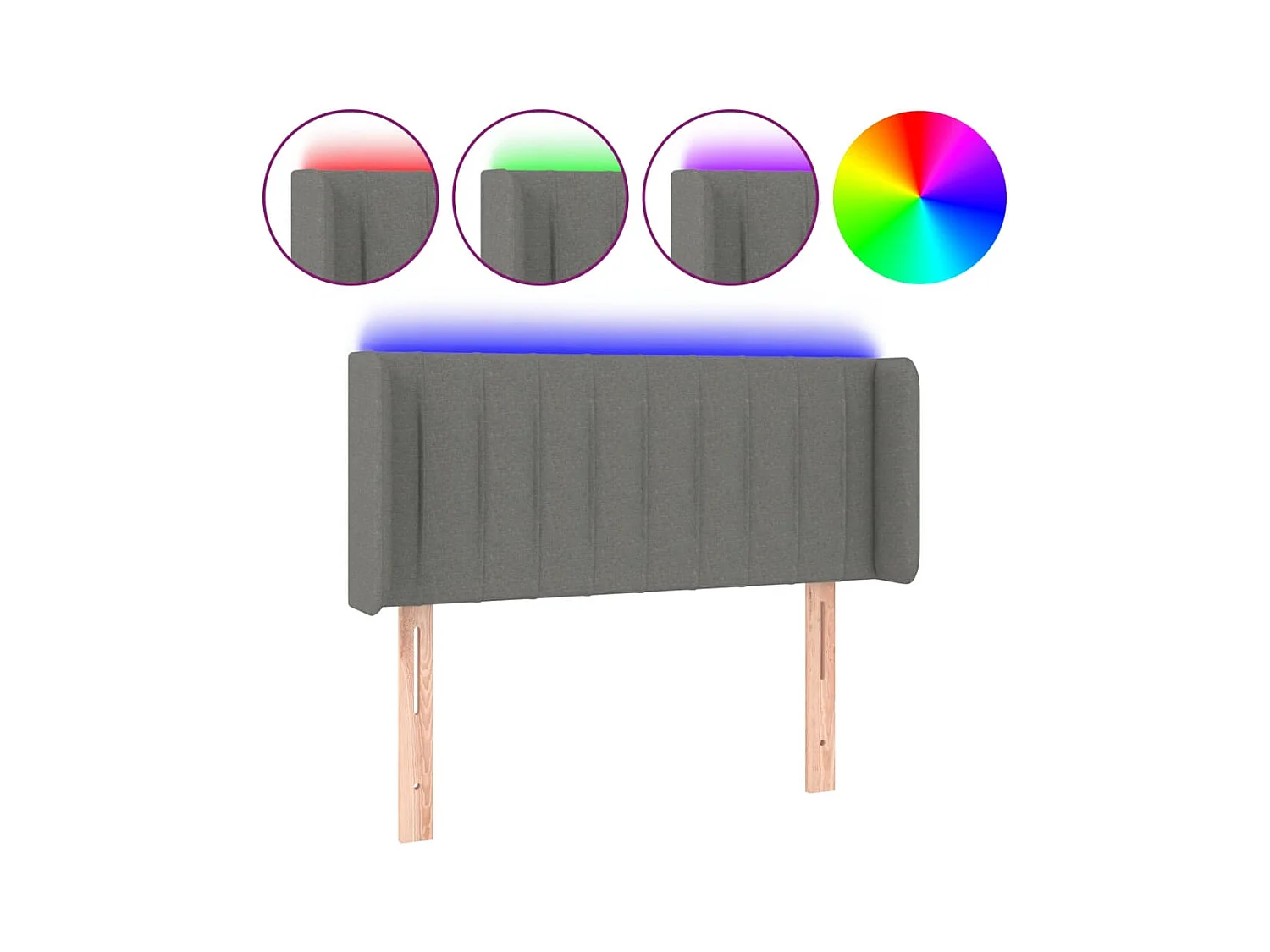 Hoofdbord LED 103x16x78/88 cm stof donkergrijs