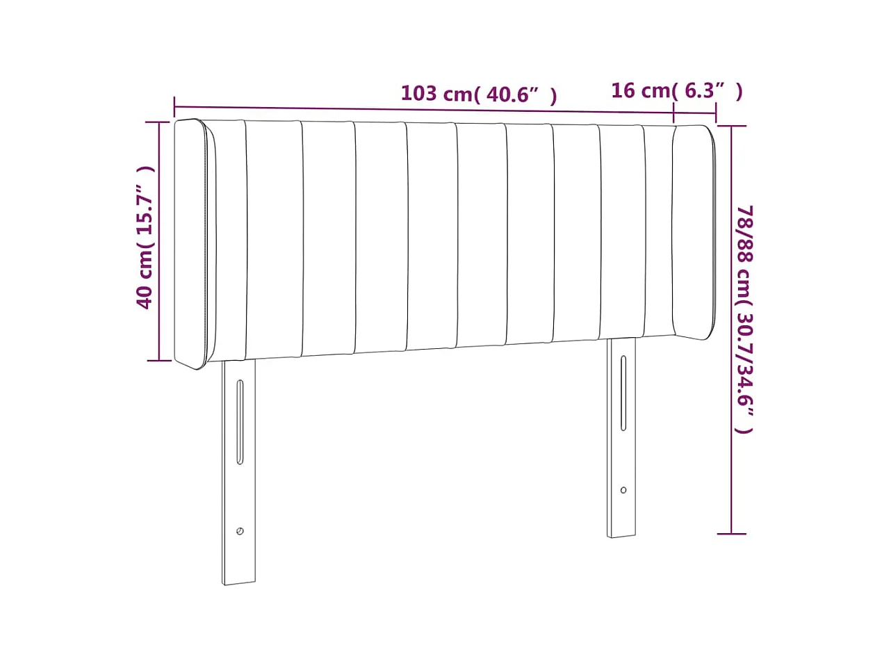 Hoofdbord LED 103x16x78/88 cm stof donkergrijs