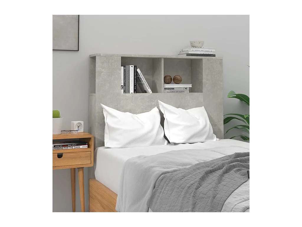 Armoire de tête de lit Gris béton 100x18,5x104,5 cm