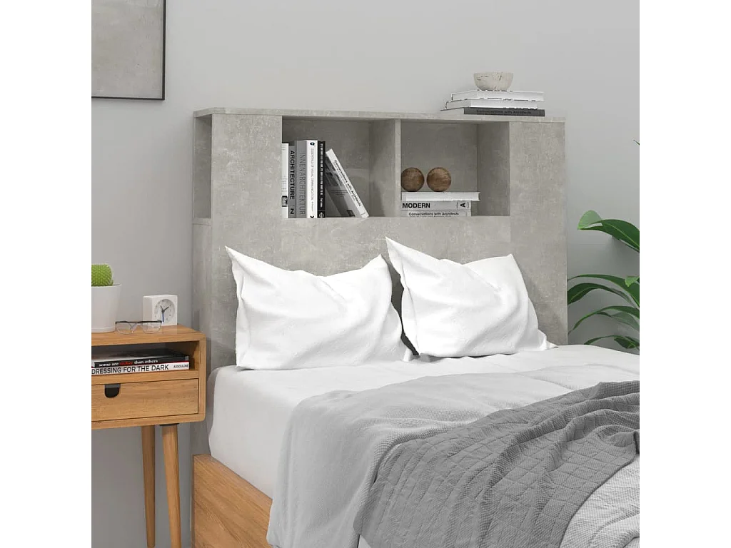 Armoire de tête de lit Gris béton 100x18,5x104,5 cm