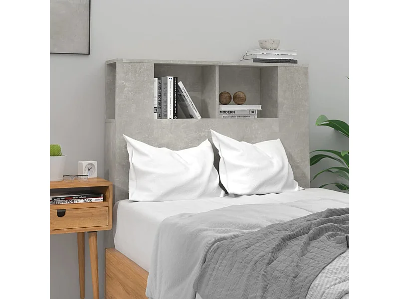 Armoire de tête de lit Gris béton 100x18,5x104,5 cm