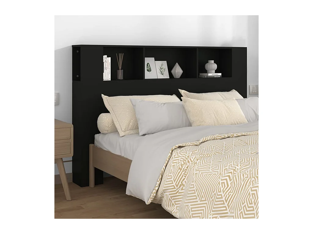 Armoire de tête de lit Noir 160x18,5x104,5 cm