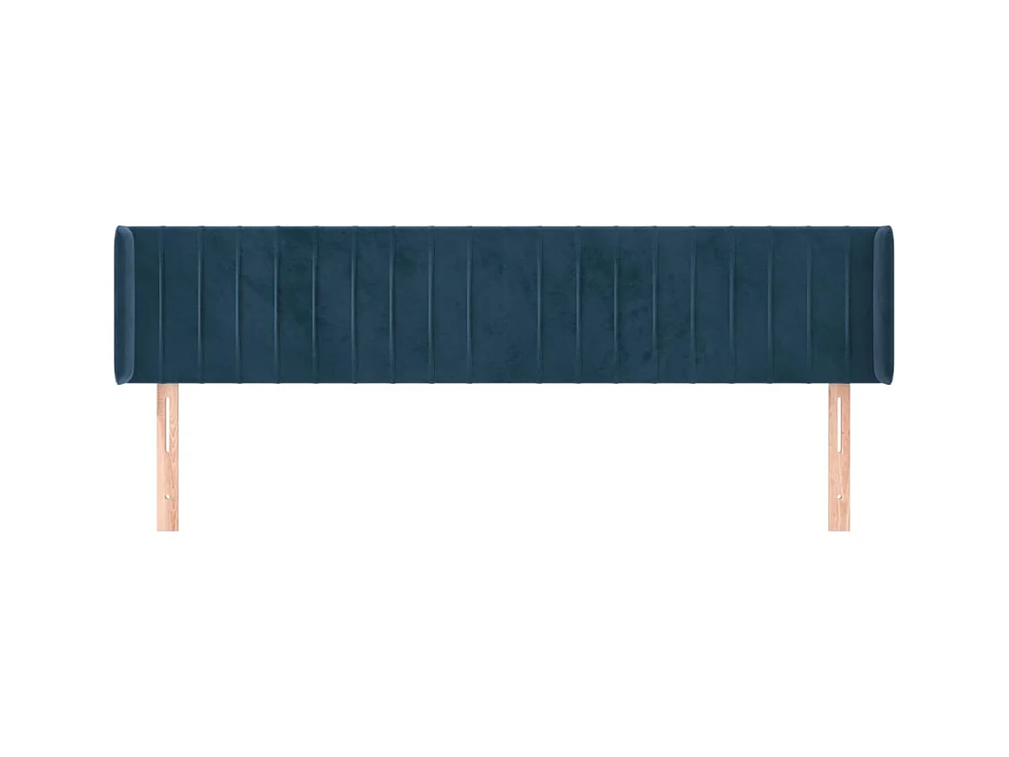 Tête de lit avec oreilles Bleu foncé 163x16x78/88 cm Velours